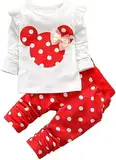 Angel ZYJ Baby Mädchen Kleidung Set Top Langarm Shirt + Pants Bekleidungsset Outfits (Red, 6-9M)