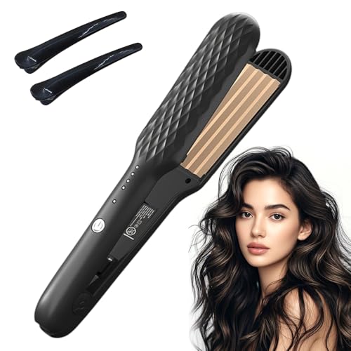 KUWUNG kreppeisen für die haare, Keramik Crepe Eisen Haare, Kreppeisen Haare mit 4 Temperaturstufen Einstellbar, Glätteisen Locken und Glätten, für Flauschige Frisur & Volumen MaisStyling Werkzeug