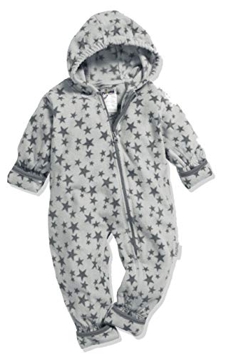 Playshoes Unisex Kinder Fleece-Overall Jumpsuit, grau Sterne, 80