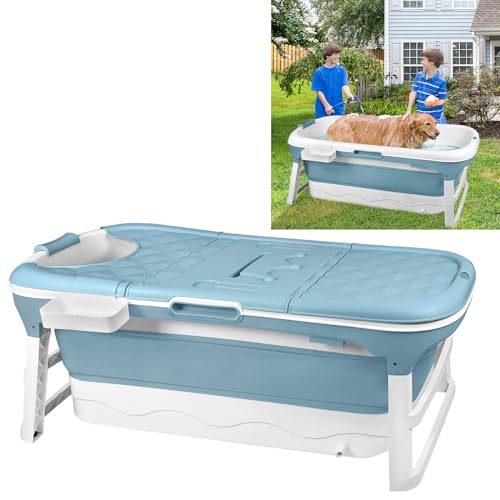 YUENFONG Badewanne Erwachsene Faltbare Bathtub Sitzbadewanne, Klappbare XXL wanne mit abnehmbar Abdeckung, PP Material und Kunststoff, Größe: 143x 62 x 53 cm