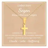 Kreuz Kette Geschenke für Sohn Tochter Halskette - Kinder Kreuzanhänger aus Edelstahl Silber Gold Kreuzkette Geschenke für Teenager Weihnachten Geburtstagsgeschenk für Jungen Mädchen (Jungen-Gold)