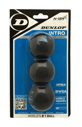 Dunlop Squashbälle Intro Blau, 3 Stück im Blister, für Einsteiger und Hobbyspieler – Speed schnell