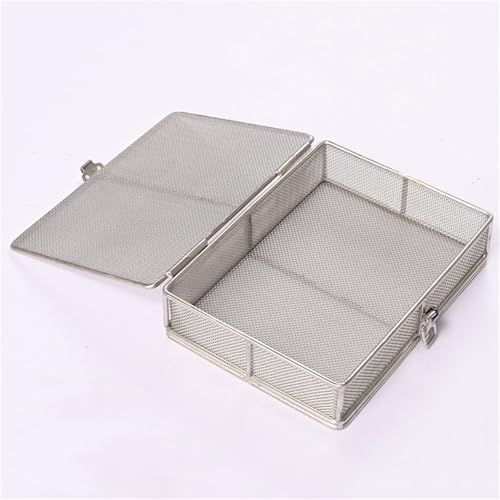 Sterilisationskorb Aus Edelstahl 304 Mit Deckel, Sterilisationskörbe Für Medizinische Instrumente, Instrumententablett Und Sterilisationstablett Mit Perforierten Maschenkörben,40*30*10cm