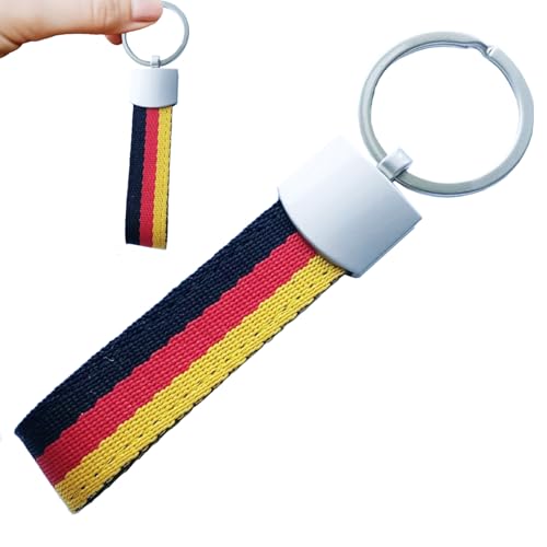 Roar Schlüsselanhänger Deutschland Germany, Keyring aus Metall & Nylongewebe, Deutsche Fahne Flagge Nationalflagge