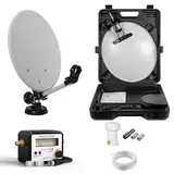 RedStar24 Mobile Camping-Sat-Anlage Komplettset im Koffer - 40cm Mini Satellitenschüssel mit Digital SATFINDER, LNB 0,1, 10m Kabel - Geeignet für HDTV, UHD, 3D, 4K - Ideal für Wohnwagen & Outdoor