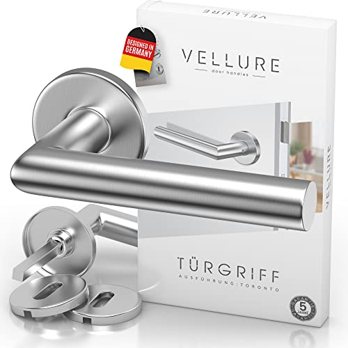 Vellure® Türgriff Set aus Edelstahl (Inkl. Bohrschablone & Montageanleitung) Türklinken Innentüren - Türbeschlag - Drückergarnitur Zimmertüren (Für Zimmertüren)