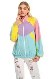 Seaehey 80er Jahre Jacke Trainingsjacke Damen Retro Trainingsanzug Tracksuit Sportswear Bunt Mantel Hip-Hop Disco 80er 90er Jahre Outfit Karneval Mottoparty