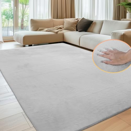 Sour Lemon Weiche Teppich Wohnzimmer, Glatt Teppich aus Kaninchenfell Kurzflor rutschfest,Anti-Rutsch Carpet für Schlafzimmer Raumdekoration,Teppichbereich 200x300cm