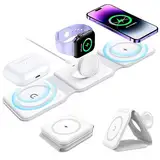 Bestyks 3 in 1 Ladestation Kabelloses Ladegerät für iPhone 15 14 13 12 Pro Max Plus,Schnelles Wireless Charger für Apple Watch&AirPods