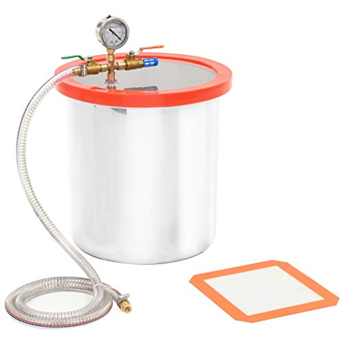 vidaXL Vakuumkammer mit Deckel Entgasungskammer Harzfalle Vacuum Chamber Vakuumpumpe Unterdruckpumpe Vakuum Pumpe Edelstahl 18,9L 29,5x30cm 1/4 Zoll