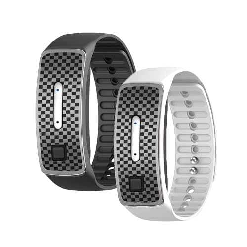 Yozexin 2 Stück Ultraschallarmband, Ultrasonic Bracelets, Ultraschall Korperform Armband für Damen Herren (Schwarz+Weiß)