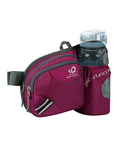 WATERFLY Gürteltasche Bauchtasche mit Flaschenhalter Damen und Herren, Atmungsaktiv Sport Hüfttasche für Laufen Radfahren Camping Klettern Reisen Wandern Joggen Hundetraining