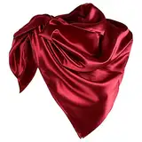 YOFASEN Hijab Kopftuch für Damen - 1 Stück Einfarbig Satin Muslimische Islamische Kopfbedeckung Frauen Gesichtsschleier Schal Turban 90x90 cm, Tiefrot