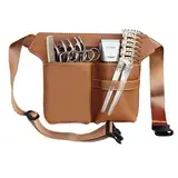 Friseurtasche für Profis, Barber Werkzeugtasche mit Gürtel,PU Leder Friseur Gürteltasche, Scherenholster,Friseur Bauchtasche,Scherentasche Friseur,Taillen-/Schultergürtel-Scherenhalter. (Kaffee)