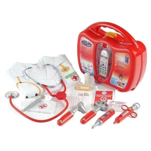 Theo Klein 4353 Arztkoffer I Inkl. Arztkostüm, Stethoskop mit echter Funktion und batteriebetriebenem Handy mit Sound I Maße: 28 cm x 24,5 cm x 8,5 cm I Spielzeug für Kinder ab 5 Jahren