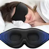 INNELO 3D Schlafmaske für Seitenschläfer, 100% Lichtblockierung, Bequeme Schlafbrille für Frauen Herren, mit Speicherbeutel & Ohrstöpseln, Augenmaske für Flugreisen, Büro, Wimpernverlängerung, Schwarz