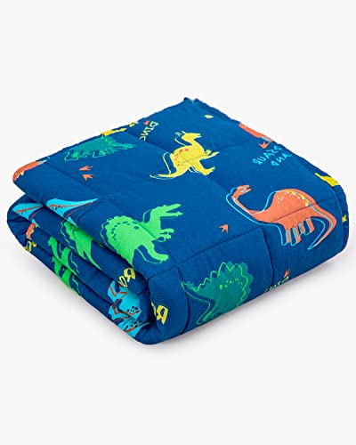 Sivio Gewichtsdecke Kinder 1,3 kg, 90 x 120 cm, Schwere Decke für Natürliche Erholung und Schlaf für Kleinkinder, Weiche Kuschelige Bettdecke, Geschenk für Jungen und Mädchen, Dinosaurier, Blau