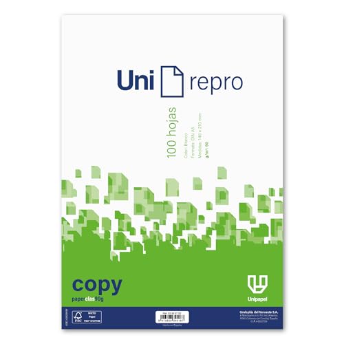 Unipapel, Packung mit 100 Blatt A5, glatt, 90 g, super starkes Papier, geeignet für Drucke, perfekt für Büros, Schulen und Zuhause