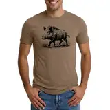 SUPTTING Herren Wildschwein-Motiv T-Shirts, Jagdliche Grafik-Oberteile, Naturverbundene Outdoor-Kleidung, Bedruckte Wald-Shirts, Vielseitige Freizeit-Oberteile für Naturliebhaber