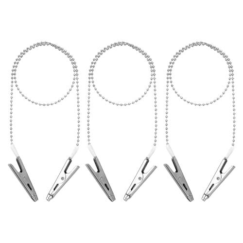 Styquenzer 3 Stück Serviettenhalter Lätzchen Clips für Zahnarzt Handtuch Schürze Lätzchen Korn-Kette Serviette Clips Hals-Ketten mit Metall-Clips Silber Flexible Serviettenhalter für Erwachsene