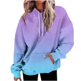 Meine bestellungen anzeigen Hoodie Damen Oversize Kapuzenpullover Farbverlauf Pullover Sweatshirt mit Kapuze Langarm Winter Mode Oberteile Casual Sportshirt Kordelzug Langarmshirt Streetwear Shirt