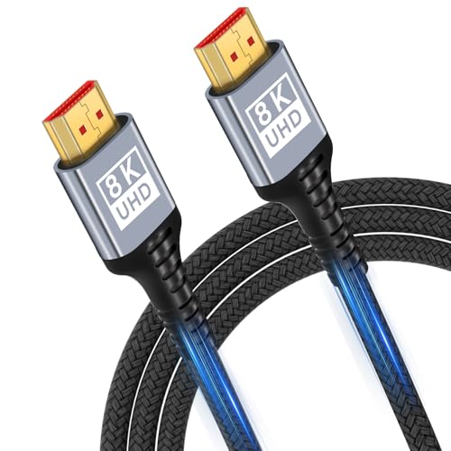 HDMI 2.1 Kabel 3Meter 8K,48Gbps Ultra Highspeed HDMI Kabel 8K@60Hz 4K@120Hz 7680P,HDMI 2.1 unterstützt HDR10 eARC 3D HDCP 2.2 & 2.3,Kompatibel mit PS5/4 X-Box HDTV Blu-ray Player/Monitor/Laptop