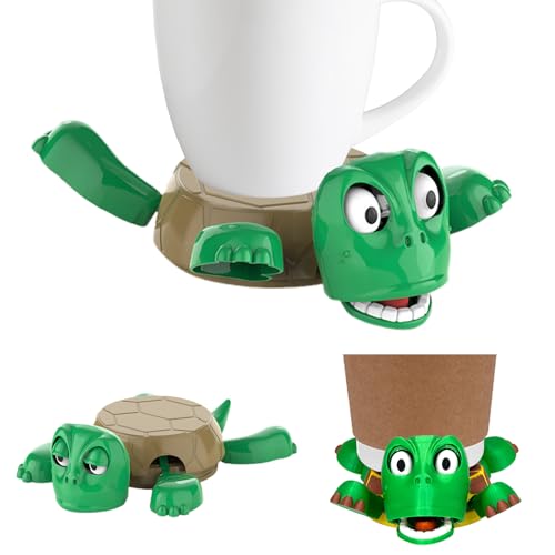 LUMOOM Lustiger Schildkröte Untersetzer, 3D Gedruckter Getränkehalter, mit Wackelgesicht und lustigem Ausdruck, Anti-Stress Meeresschildkröten Untersetzer, für Gläser Tassen Becher Dekoration (GrüN)