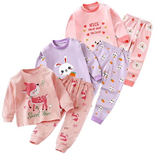 XM-Amigo Baby Mädchen Baumwolle Thermounterwäsche 3Set Thermounterhemden Thermo-Unterhosen Ski Funktionsunterwäsche für Winter Thermounterwäsche-Sets Lange Unterwäsche Thermo-Pyjama,Etikett: 50