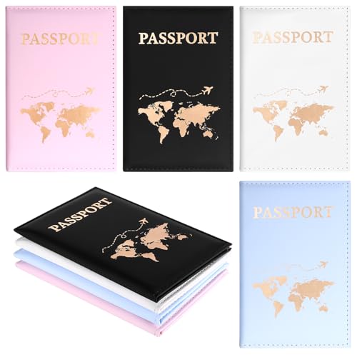 XxinXrong 4 Stück Reisepasshüllen, Passport Hülle, Reisepass Hülle Etui, PU Kunstleder Travel Passport Holder Covers Cases Personalisiert, für Kreditkarten Ausweis Reisedokumente(4 Farben)