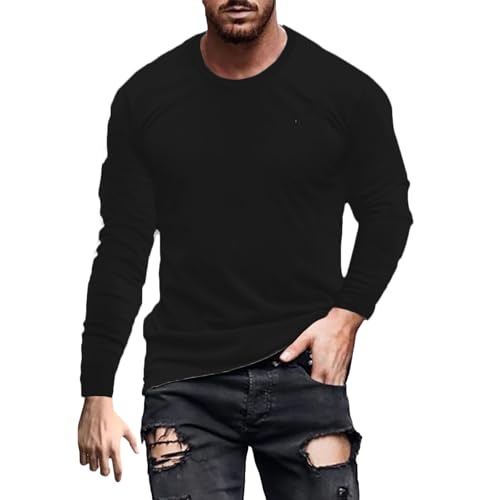 Langarmshirt Bedrucken Lassen für Herren - Oberteile Selbst Gestalten mit Vorne Bedruckt, Personalisiert Exklusive Individualisierung Mit Foto Text Logo, Custom Einfarbig Longsleeve Tops