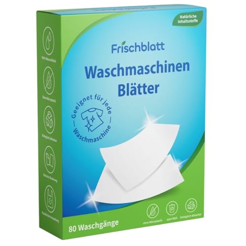 Frischblatt Waschmittel Blätter | natürliche Waschmittel Streifen, biologisch abbaubar, ohne Plastik | platzsparend & leicht | Universal Vollwaschmittel (80 Waschgänge, Alpenfrische)
