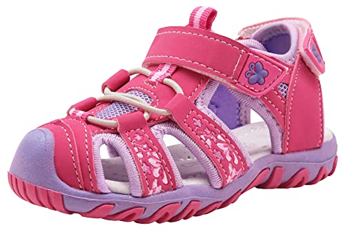 Apakowa Baby Kleine Mädchen Sommer Geschlossene Zehen Athletic & Outdoor Wandern Strandsandalen Sport-Trail-Sandalen für Kinder mit Klettverschluss