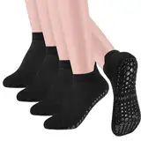 Yamitora 4 Paar Yoga Socken Damen Anti Rutsch Stoppersocken,36-39 Sportsocken,Rutschfeste Pilates Socken,Anti Rutsch Socken für Frauen Männe Zuhause Krankenhaus Reha Dance Workout