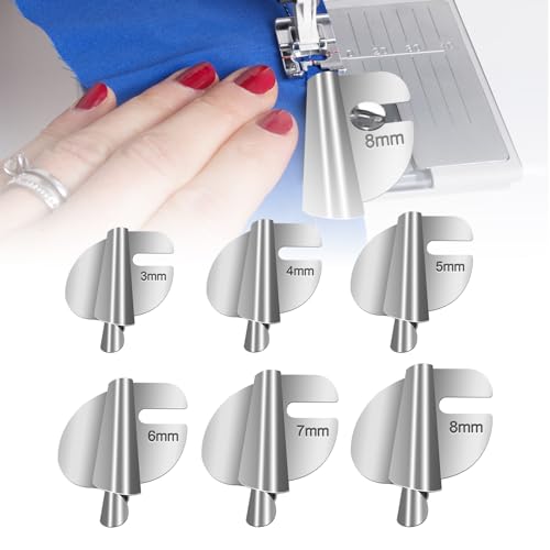KUIRUNRX® Sewing Rolled Hemmer Foot, 6 Stück Näh-Rollsaumfuß, Rostfreie Stähle Rolled Saum Presser Fuß Fit NähmaschinenNähfuß, Für Heimgebrauch GewerblichEdelstahlSäumerfuß (3mm-8mm)