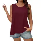 Keepink Damen-Top, Übergröße, Sommer-Shirt, einfarbig, breite Riemen, ärmellos, lockere Passform, Rundhalsausschnitt, lässiges Oberteil, elegant, elegant, Tunika, Bluse, bequem, weich, Urlaub,