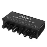 Baxnore Stereo Audio Splitter Box 2 Eingabe 4 Ausgang, Mini -Kopfhörerverstärker Vorverstärker, 3,5 mm Jack Aluminium -Legierungshülle für Studioaufzeichnungen DJ -Geräte