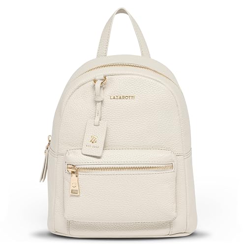 Lazarotti Bologna Damen City-Rucksack aus Echt-Leder | Tasche mit stufenlos verstellbaren Schulterriemen | Backpack 22 cm