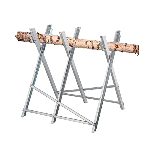 Relaxdays Sägebock, Holzsägearbeiten, klappbar, 150 kg, Sägegestell für Kettensägen, Stahl, HBT: 80 x 80 x 82 cm, Silber