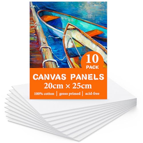 Leinwand zum Bemalen Set Aus 100% Baumwolle (10er Pack)–20x25cm,Vorgespannte Weiße Künstler Panel Leinwand zum Bemalen - Geeignet für Acryl und Öl Malerei Sowie zum Skizzieren und Zeichnen