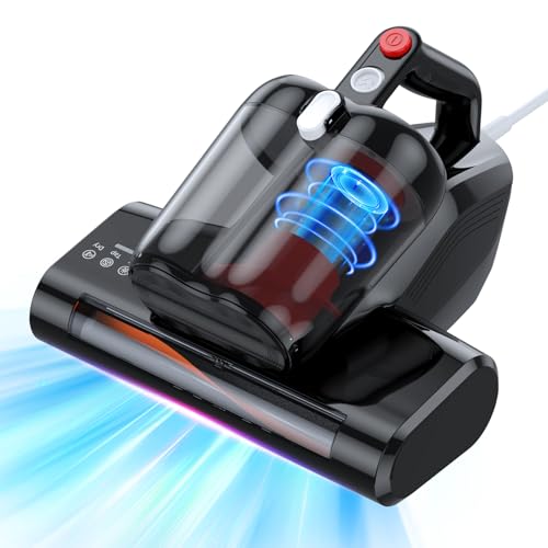 JPHYLL Milbensauger für Matratzen Milbenstaubsauger mit 253.7nm UV-C Licht 16Kpa Absaugung HEPA Filter Heißer Wind Funktion 40000 RPM/Min Bürstenrolle Bett-Staubsauger Entfernt Allergene 600W Kabel