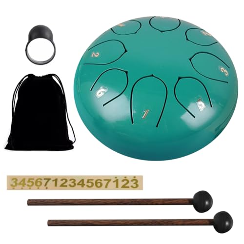 GETBSTOOP Regentrommel-Instrument, Stahlzungentrommel, Handpan-Trommel mit Tasche, Trommelstöcke, Schlaginstrumente, Klangheilungsinstrumente für Unterhaltung, Meditation, Yoga, Zen (6 Zoll,