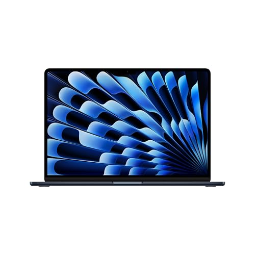 Apple 15" MacBook Air Laptop mit M3 Chip: 15,3" Liquid Retina Display, 16 GB gemeinsamer Arbeitsspeicher, 256 GB SSD Speicher, beleuchtete Tastatur, 1080p FaceTime HD Kamera, Touch ID, Mitternacht