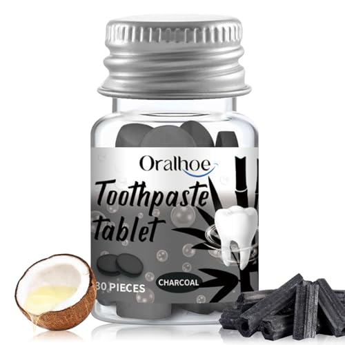 Kaubare Zahnpasta Tabletten, Hydroxylapatit zahnpasta, Fluoridfreie Zahnpasta Tabletten, zahnputztabletten mit Aktivkohle Whitening, Zahnpflege, Frischer Atem
