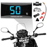 Universelles Motorrad Digitalthermometer mit 18/22 mm Adapter, Metallsonden Temperatursensor, wasserdichte LED-Digitalanzeige, Blaulicht Temperatursensor für KOSO(bleu, 22mm)