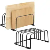 GBKDQQ 2er-Pack Schneidebrett Halter, Schneidebrett Halterung Topfdeckelhalter Schwarz Schneidebretthalter Schneidebrett Ständer Schneidebrett Organizer mit 4 Fächern, Platzsparend in der Küche