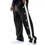 Reha Hose Damen mit Seitlicher Knopfleiste Lange Jogginghose Seitlich Zu öffnen Loose Gummibund Sporthose Unisex Sweatshose Sportswear Trainingsanzug Trainingshose Fitness