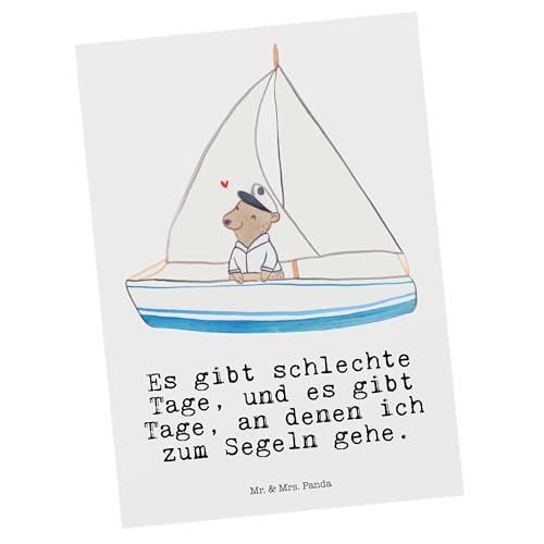 Mr. & Mrs. Panda Postkarte Segeln - Geschenk, Ansichtskarten, Grußkarte, Segelschule, Gewinn, Geburtstagskarte, Yachtclub, Dankeschön, Segelboot,