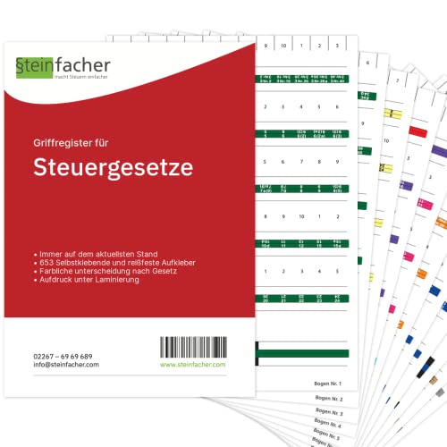 Steinfacher Griffregister für STEUERGESETZE (OHNE amtliche Überschriften)