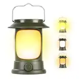 Campinglampe LED Laterne im Retro Stil, Stufenlos Dimmbar, Warme Lichtatmosphäre Campingzelt Licht, Notstrombank, USB Aufladbar, für Camping, Garten, Stromausfälle