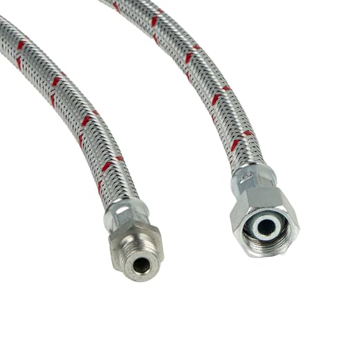 tecuro Universal - Ölschlauch 1/4 Zoll Einschraubnippel, zyl. (flachdichtend) x 3/8 Zoll ÜWM (konisch dichtend) x 750 mm